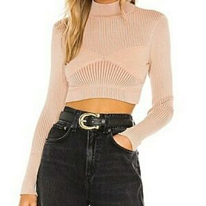 NBD Long Sleeve Ribbed Crop Top Size S